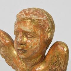 Small 18th Century French Baroque Carved Giltwood Angel Head on Wings - 4509074