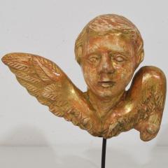 Small 18th Century French Baroque Carved Giltwood Angel Head on Wings - 4509076