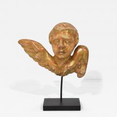 Small 18th Century French Baroque Carved Giltwood Angel Head on Wings - 4509472