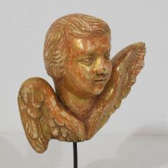 Small 18th Century French Baroque Carved Giltwood Angel Head on Wings - 4509084