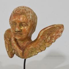 Small 18th Century French Baroque Carved Giltwood Angel Head on Wings - 4509086