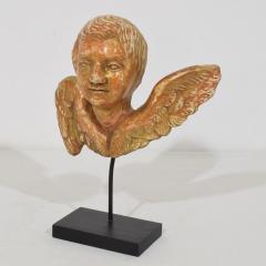 Small 18th Century French Baroque Carved Giltwood Angel Head on Wings - 4509093