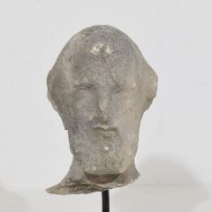 Small 18th Century French Carved Stone Baroque Head Of A Saint - 4120866