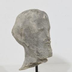 Small 18th Century French Carved Stone Baroque Head Of A Saint - 4120913