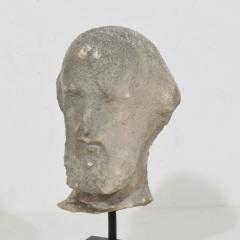 Small 18th Century French Carved Stone Baroque Head Of A Saint - 4120929