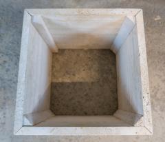 Small 1970s Italian Travertine Coffee Table w Brass Inlay - 2169747