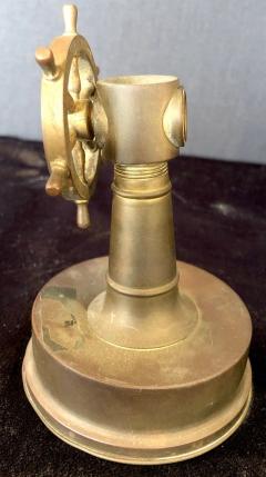 Small Antique Brass Ships Wheel Tabletop Cigar Cutter circa 1920 Tobacco - 2948677