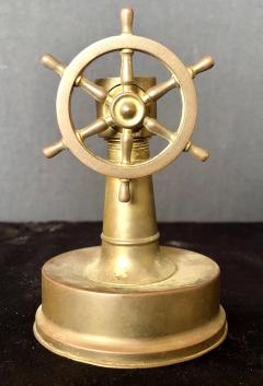 Small Antique Brass Ships Wheel Tabletop Cigar Cutter circa 1920 Tobacco - 2948679