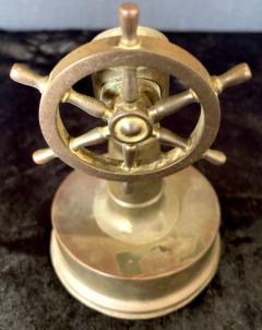 Small Antique Brass Ships Wheel Tabletop Cigar Cutter circa 1920 Tobacco - 2948680