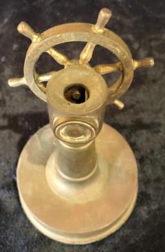 Small Antique Brass Ships Wheel Tabletop Cigar Cutter circa 1920 Tobacco - 2948681