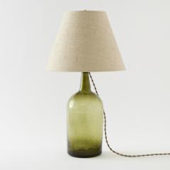 Small Antique Demijohn Lamp with Raffia Shade - 3913137