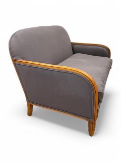 Small Art Deco Beech Framed Sofa or Love Seat Upholstererd in Gray Linen - 4033498