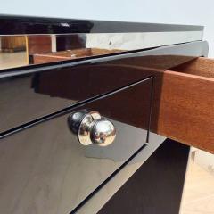 Small Art Deco Desk Black Lacquer Nickel Birds Eye Maple France circa 1930 - 4705662