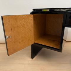 Small Art Deco Desk Black Lacquer Nickel Birds Eye Maple France circa 1930 - 4705664