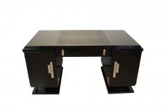 Small Art Deco Desk Black Lacquer Nickel France circa 1930 - 2903357