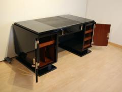 Small Art Deco Desk Black Lacquer Nickel France circa 1930 - 2903365
