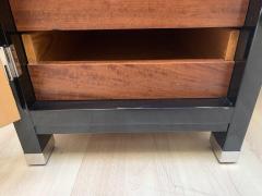 Small Art Deco Desk with Column Leg Black Lacquer and Metal France circa 1930 - 1481464
