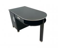 Small Art Deco Desk with Column Leg Black Lacquer and Metal France circa 1930 - 1484618
