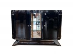 Small Art Deco Sideboard Buffet Black Lacquer Nickel France circa 1925 - 2147818