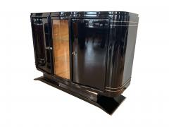 Small Art Deco Sideboard Buffet Black Lacquer Nickel France circa 1925 - 2147819