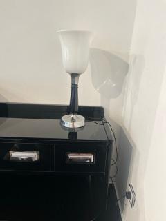 Small Art Deco Table Lamp Black Lacquer and Chrome Glass France circa 1930 - 4219435