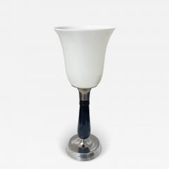 Small Art Deco Table Lamp Black Lacquer and Chrome Glass France circa 1930 - 4219624