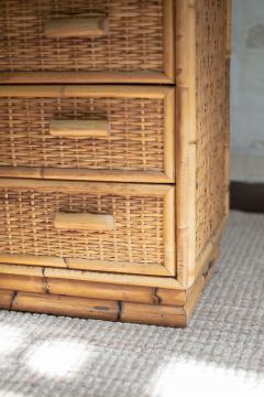 Small Bamboo and Rattan Chest of Drawers 1980s - 4642700
