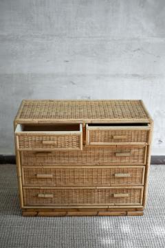 Small Bamboo and Rattan Chest of Drawers 1980s - 4642708
