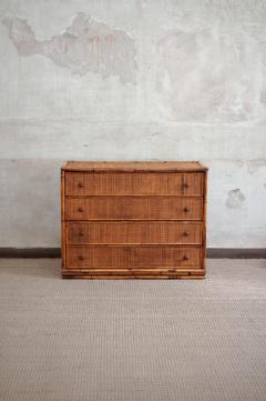 Small Bamboo and Rush Fabric Chest of Drawers 1970s - 4698158