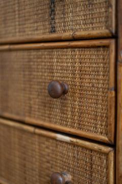 Small Bamboo and Rush Fabric Chest of Drawers 1970s - 4698160
