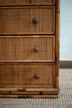 Small Bamboo and Rush Fabric Chest of Drawers 1970s - 4698161