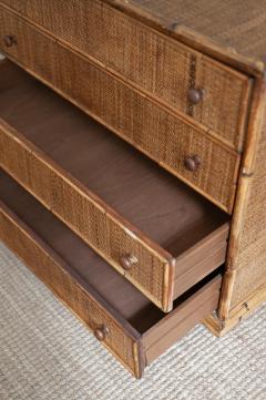 Small Bamboo and Rush Fabric Chest of Drawers 1970s - 4698163