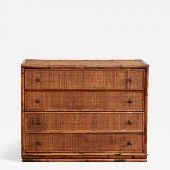 Small Bamboo and Rush Fabric Chest of Drawers 1970s - 4699979