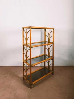 Small Bamboo bookcase with four glass shelves 1980s - 3382035