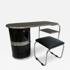 Small Bauhaus Desk by Mauser Werke Black Lacquer Tubular Steel Germany 1954 - 4029088