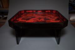 Small Black Lacquer Table with Red and Black Design - 3768579