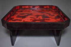 Small Black Lacquer Table with Red and Black Design - 3768583