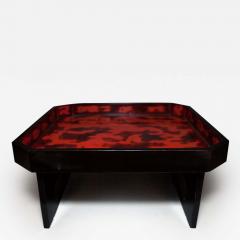 Small Black Lacquer Table with Red and Black Design - 3769569