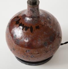 Small Brown Ceramic Lamp Vallauris France c 1960s - 2340758