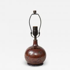 Small Brown Ceramic Lamp Vallauris France c 1960s - 2343649