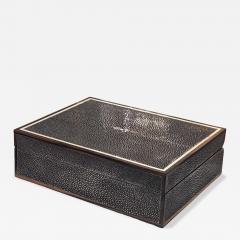 Small Caviar Shagreen Macassar Ebony Box with Bone Inlay - 4640792