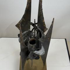 Small Decorative Brutalist Sculpture on Brass Stand - 4131538
