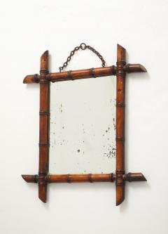 Small Faux Bamboo Carved Frame Mirror England 1940s - 4387271