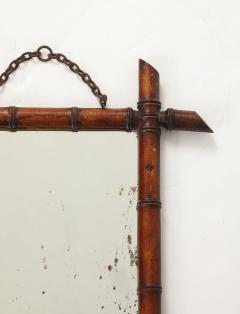 Small Faux Bamboo Carved Frame Mirror England 1940s - 4387276