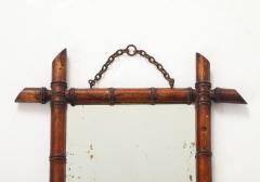 Small Faux Bamboo Carved Frame Mirror England 1940s - 4387277