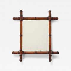 Small Faux Bamboo Carved Frame Mirror England 1940s - 4392451