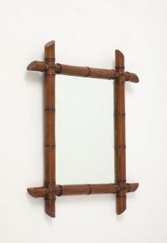 Small Faux Bamboo Carved Frame Mirror England 1940s - 4387287