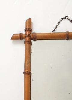 Small Faux Bamboo Carved Frame Mirror England 1940s - 4387263