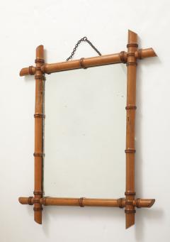 Small Faux Bamboo Carved Frame Mirror England 1940s - 4387267
