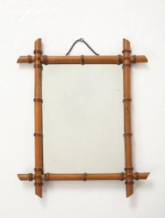 Small Faux Bamboo Carved Frame Mirror England 1940s - 4392457
